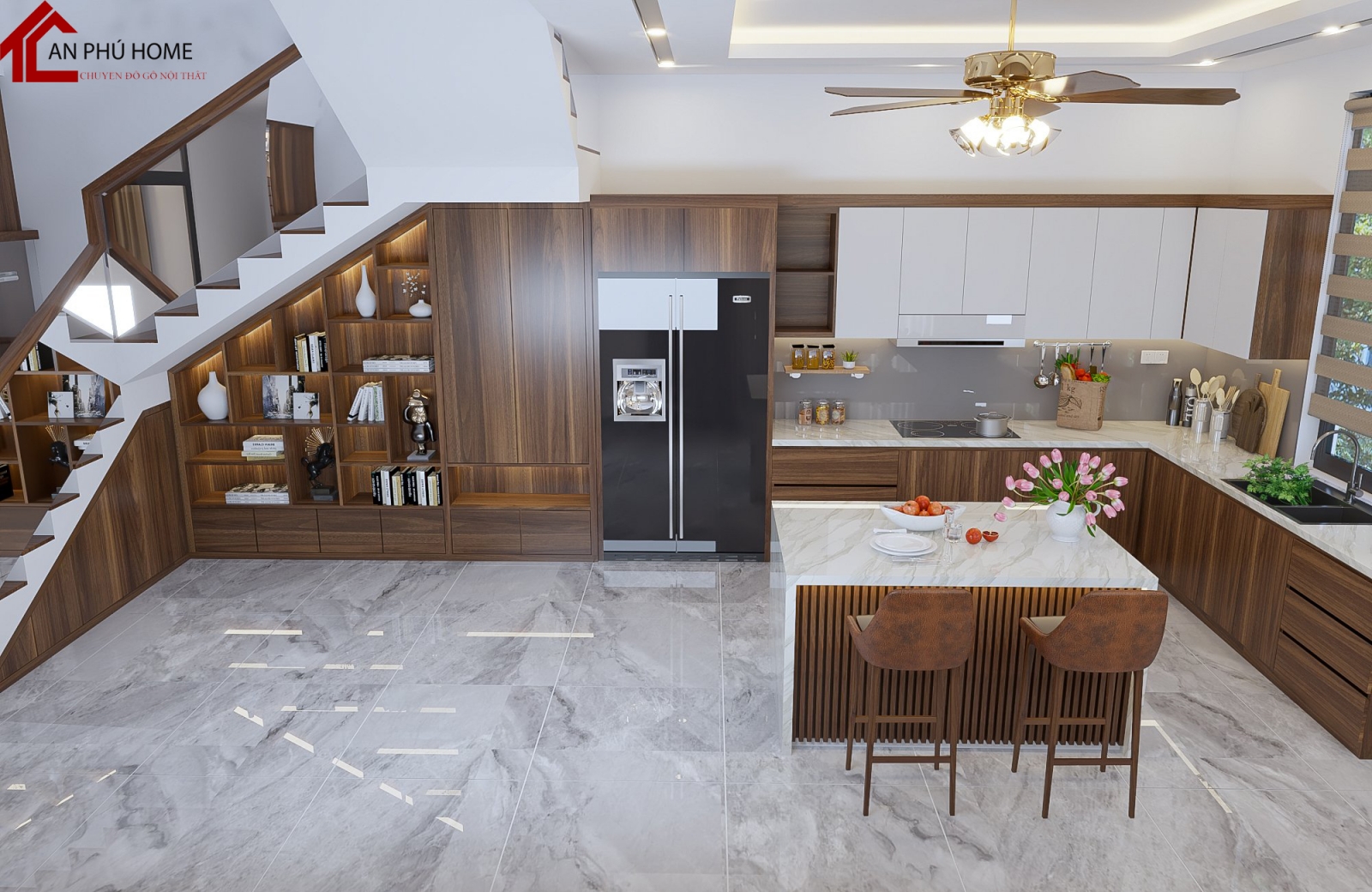 thiết kế thi công trọn gói tủ bếp gỗ tự nhiên